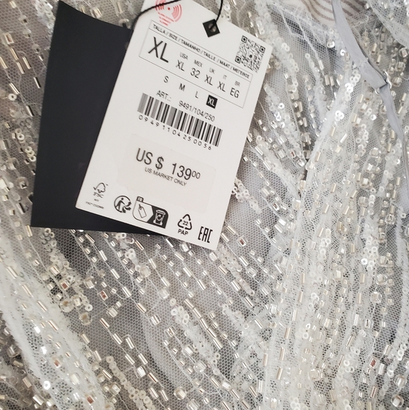 Zara Short Sequin Dress Silver - Picture 14 of 14